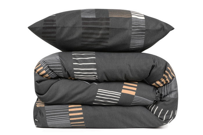 L'essentiel linge de maison Trace - Anthracite Juego de funda de edredón doble
